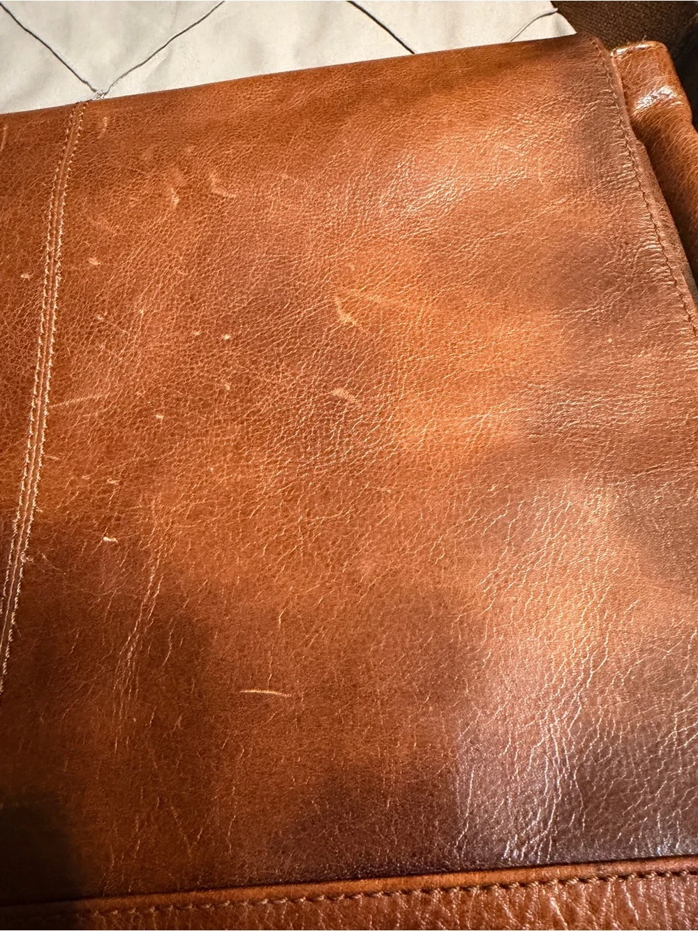 Mancini Leather Messenger Bag in Chestnut Brown - Classic